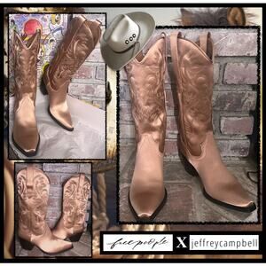 Free People Jeffrey Campbell Western Dusty Rose Satin Boot Boxed Size: 8